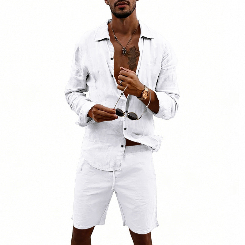 👔 NUR FÜR KURZE ZEIT 50% RABATT! ✨ Herren-Leinenhemd & Shorts Set – Lässig, Sommerlich, Luftig ✨