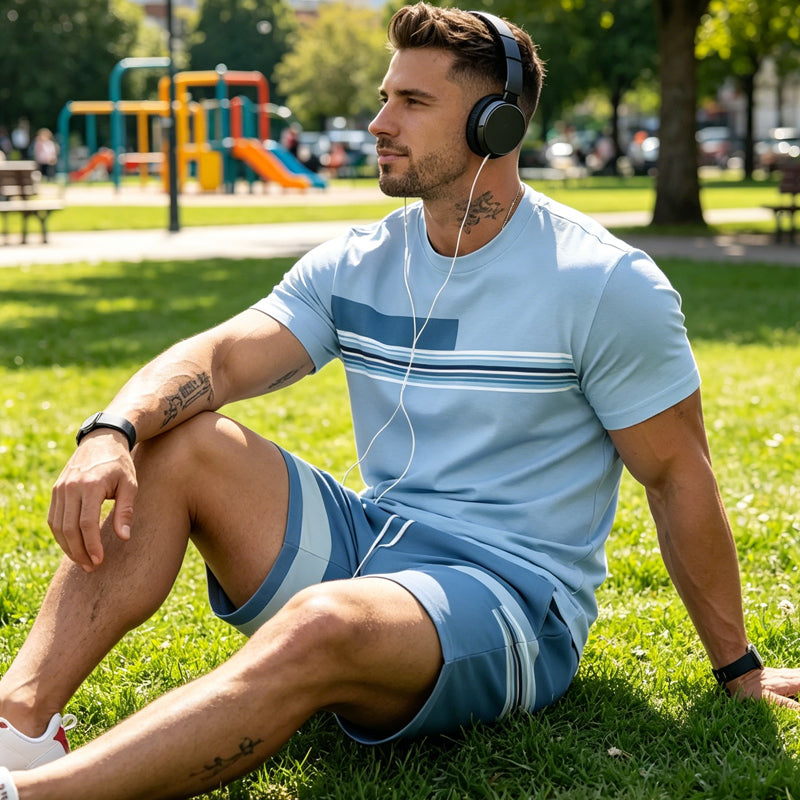 👕Herren-T-Shirt & Shorts 2-teiliges Set✨