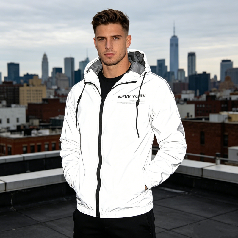 Reflektierende Kapuzen-Windjacke für Herren