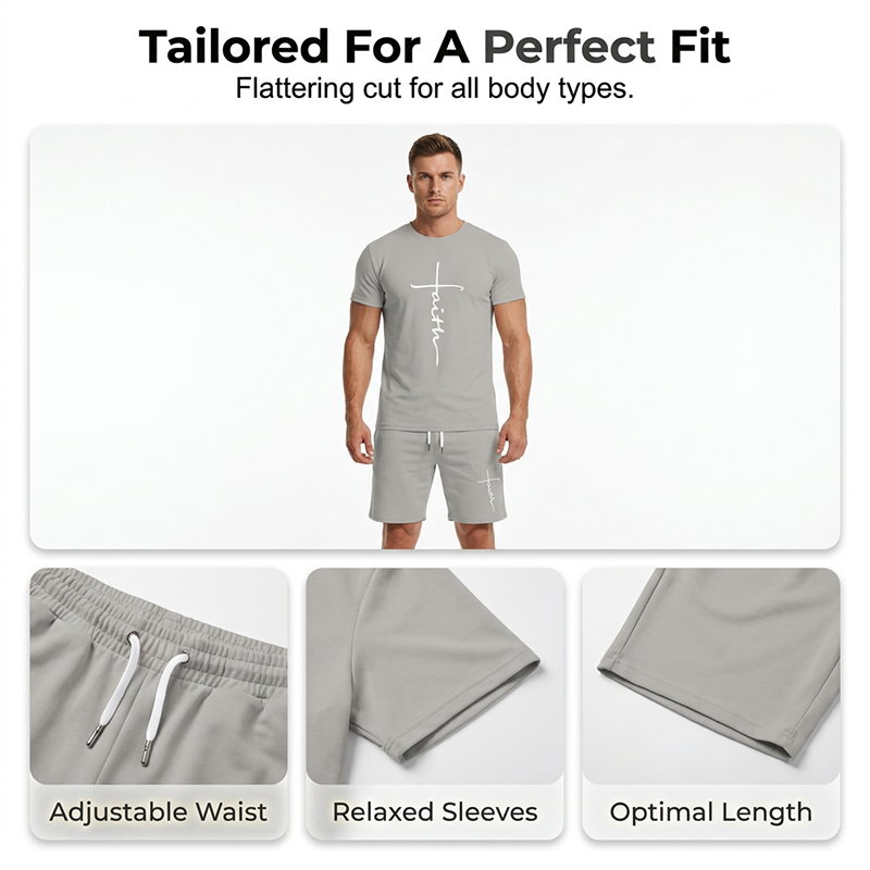 Set aus T-Shirt und Shorts mit „Faith“-Motiv für Herren