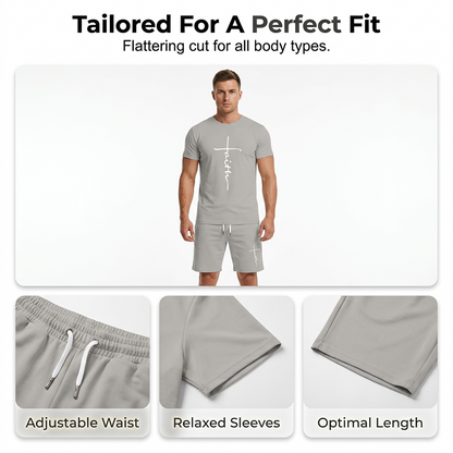 Set aus T-Shirt und Shorts mit „Faith“-Motiv für Herren