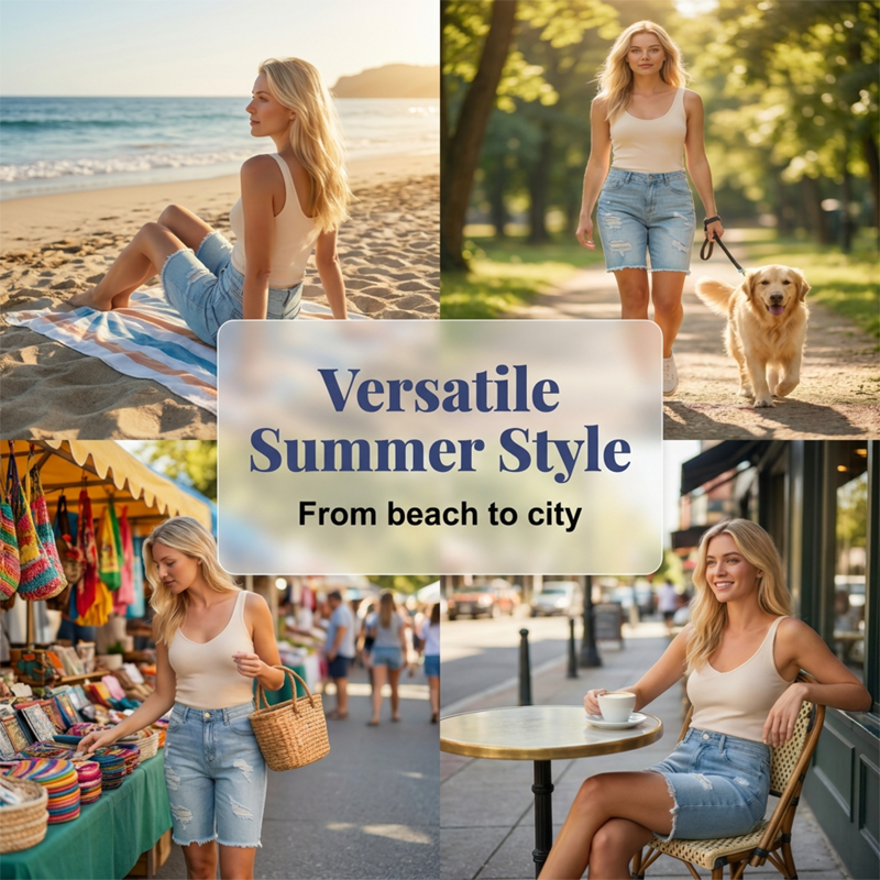👖 💙 Damens High-Waist Destroyed Jeansshorts – Figurbetont, lässig & sommerlich ✨