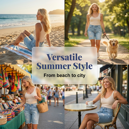 👖 💙 Damens High-Waist Destroyed Jeansshorts – Figurbetont, lässig & sommerlich ✨