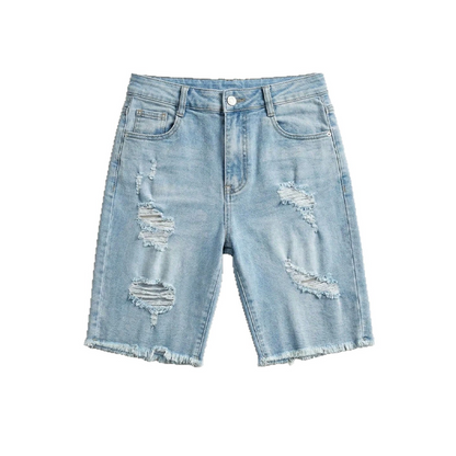 👖 💙 Damens High-Waist Destroyed Jeansshorts – Figurbetont, lässig & sommerlich ✨