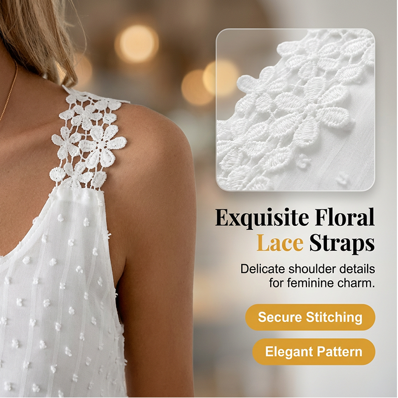⏰ 50% OFF – Limited Time Only✨Elegant Dot Lace Strap Tank Top