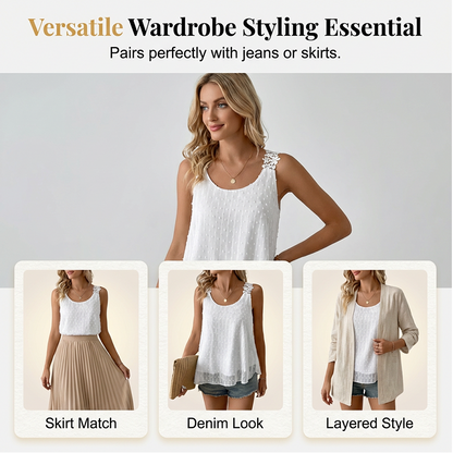 ⏰ 50% OFF – Limited Time Only✨Elegant Dot Lace Strap Tank Top