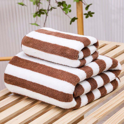 🔥🧣 50% RABATT! Gestreifte Korallenvelours-Handtücher – modernes Design, flauschige Qualität, erstklassiger Komfort. ✨