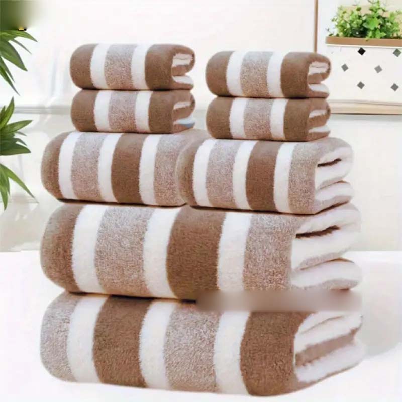 🔥🧣 50% RABATT! Gestreifte Korallenvelours-Handtücher – modernes Design, flauschige Qualität, erstklassiger Komfort. ✨