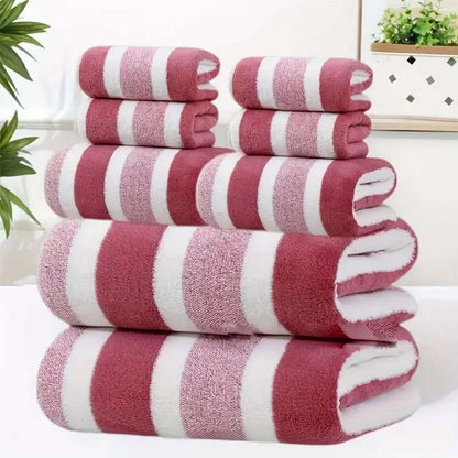 🔥🧣 50% RABATT! Gestreifte Korallenvelours-Handtücher – modernes Design, flauschige Qualität, erstklassiger Komfort. ✨