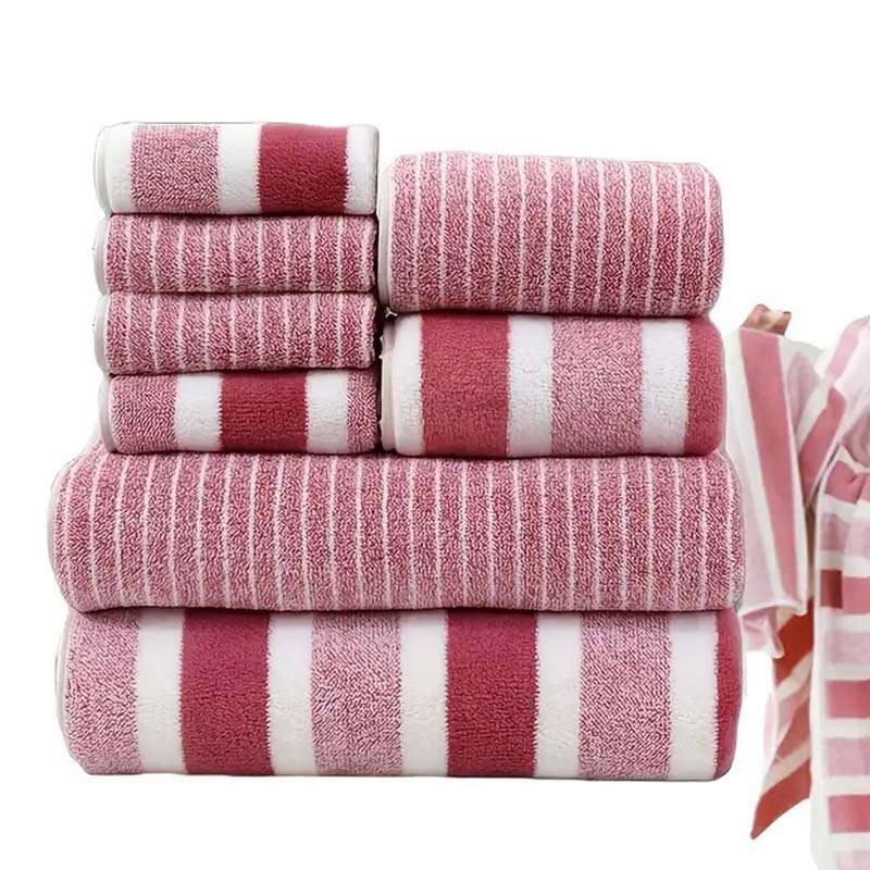 🔥🧣 50% RABATT! Gestreifte Korallenvelours-Handtücher – modernes Design, flauschige Qualität, erstklassiger Komfort. ✨