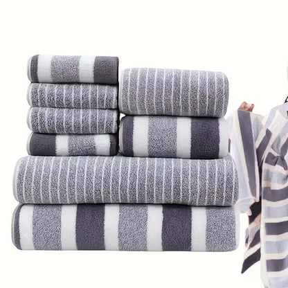 🔥🧣 50% RABATT! Gestreifte Korallenvelours-Handtücher – modernes Design, flauschige Qualität, erstklassiger Komfort. ✨