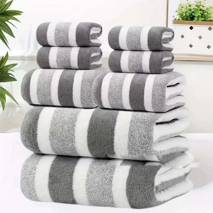 🔥🧣 50% RABATT! Gestreifte Korallenvelours-Handtücher – modernes Design, flauschige Qualität, erstklassiger Komfort. ✨