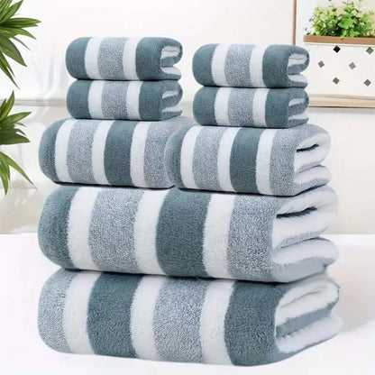 🔥🧣 50% RABATT! Gestreifte Korallenvelours-Handtücher – modernes Design, flauschige Qualität, erstklassiger Komfort. ✨