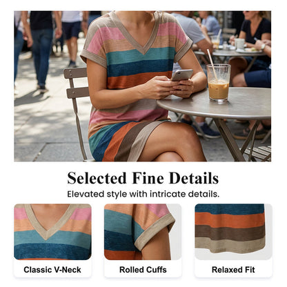 👗 JETZT 52 % RABATT! 🌬️ T-Shirt-Kleid mit V-Ausschnitt – Lässig & luftig – Sommer-Must-have ☀️
