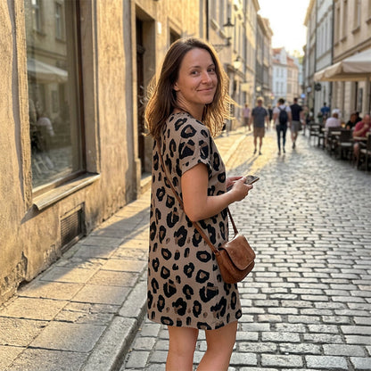 👗 JETZT 52 % RABATT! 🌬️ T-Shirt-Kleid mit V-Ausschnitt – Lässig & luftig – Sommer-Must-have ☀️