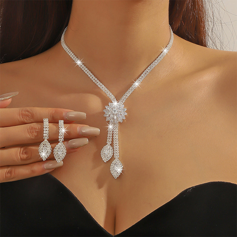 🌼 Heute -50 %! 🌸 Damen Zirkon-Blumen Schmuckset