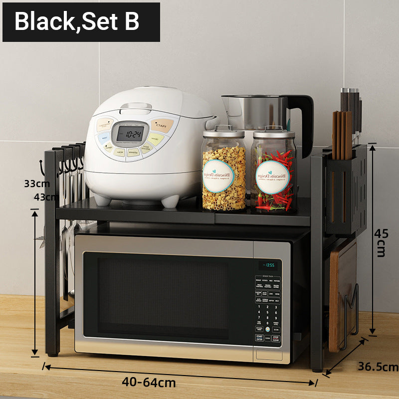 🧰Erweiterbares Mikrowellenregal – verstellbar, Tragkraft 75 kg, inklusive Haken
