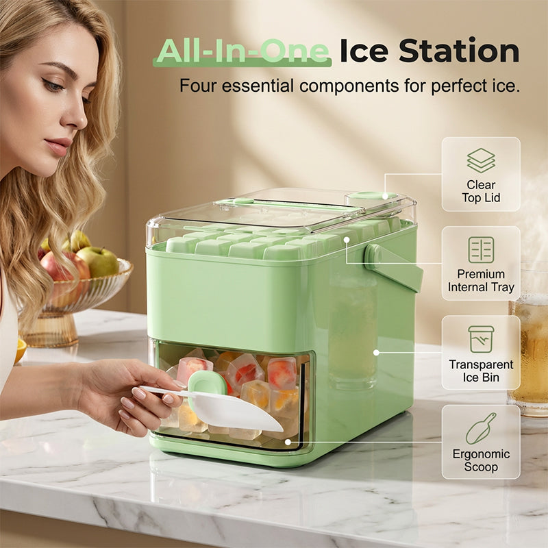 Eiswürfelbereiter mit Auffangbehälter (Pressmechanismus)