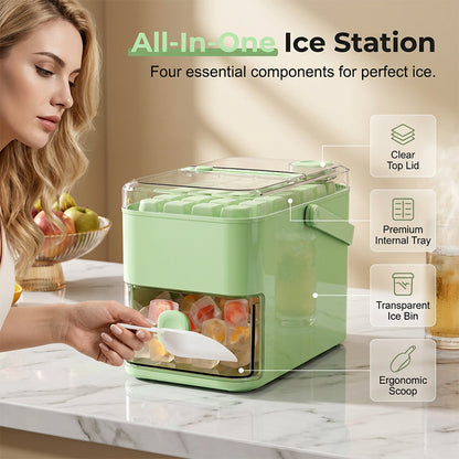 Eiswürfelbereiter mit Auffangbehälter (Pressmechanismus)