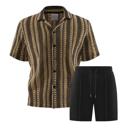 👕 🩳 Herren Freizeit-Set mit Kurzarmhemd & Shorts – Leicht, bequem & perfekt für warme Tage ☀️ ✨