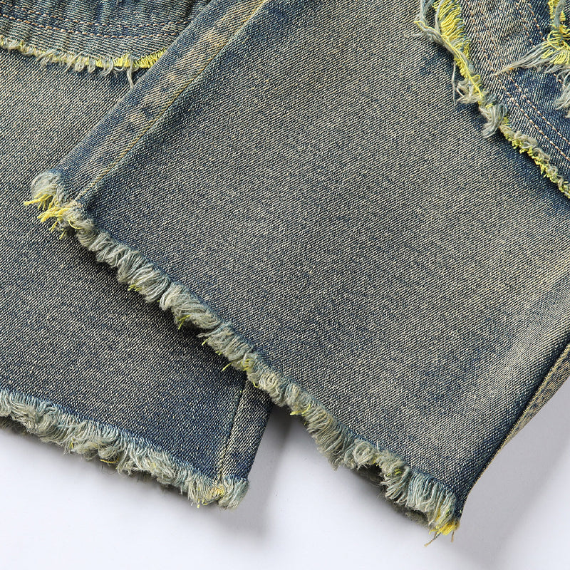 👖Klassische Stretch-Jeans mit ausgestelltem Bein für Herren – Vintage-Wash & Patchwork-Details – Hochwertige Denim, perfekt für Smart-Casual-Style – bequem und stilvoll 🔥