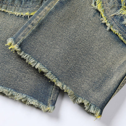 👖Klassische Stretch-Jeans mit ausgestelltem Bein für Herren – Vintage-Wash & Patchwork-Details – Hochwertige Denim, perfekt für Smart-Casual-Style – bequem und stilvoll 🔥
