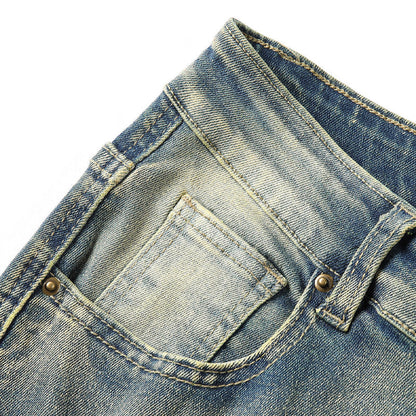 👖Klassische Stretch-Jeans mit ausgestelltem Bein für Herren – Vintage-Wash & Patchwork-Details – Hochwertige Denim, perfekt für Smart-Casual-Style – bequem und stilvoll 🔥