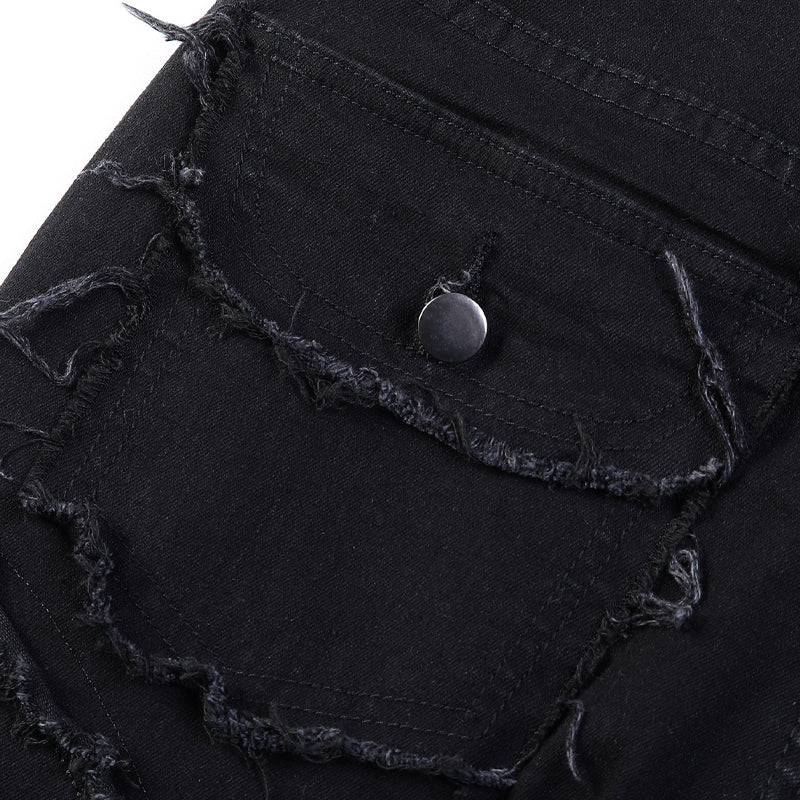 👖Klassische Stretch-Jeans mit ausgestelltem Bein für Herren – Vintage-Wash & Patchwork-Details – Hochwertige Denim, perfekt für Smart-Casual-Style – bequem und stilvoll 🔥