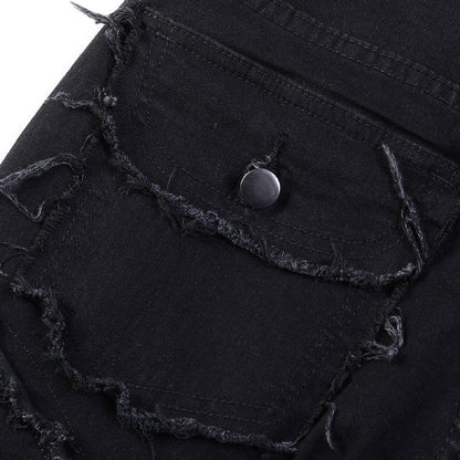 👖Klassische Stretch-Jeans mit ausgestelltem Bein für Herren – Vintage-Wash & Patchwork-Details – Hochwertige Denim, perfekt für Smart-Casual-Style – bequem und stilvoll 🔥