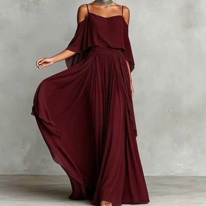 👗 Fließendes, ärmelloses Kleid mit einseitigem Ausschnitt – minimalistisches Design, weiter, weiterer Rock & edler Look, ideal für besondere Anlässe & den eleganten Alltag 🌙