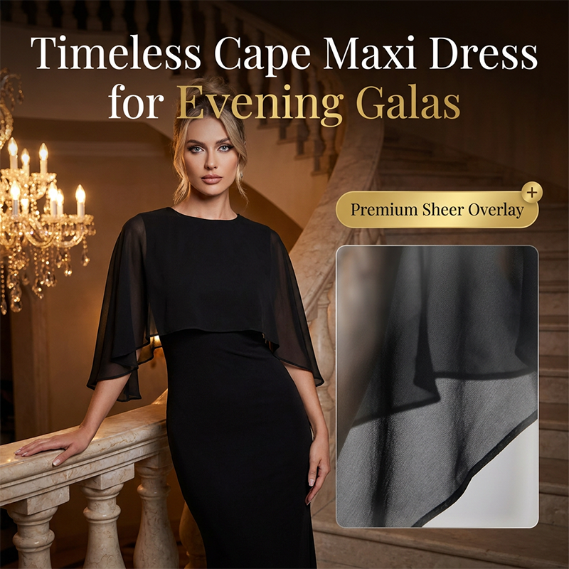 ✨ Elegantes Cape Meerjungfrau Maxikleid | Abendkleid mit Schleppe 🌹 Festlich & Glamourös