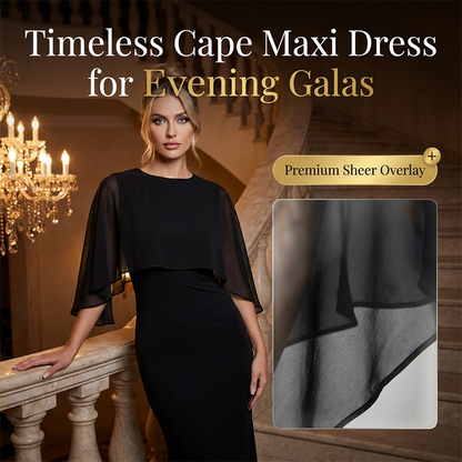 ✨ Elegantes Cape Meerjungfrau Maxikleid | Abendkleid mit Schleppe 🌹 Festlich & Glamourös