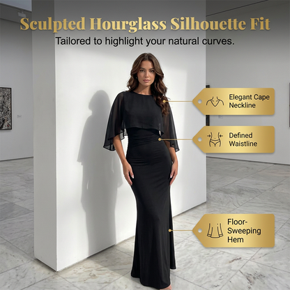 ✨ Elegantes Cape Meerjungfrau Maxikleid | Abendkleid mit Schleppe 🌹 Festlich & Glamourös