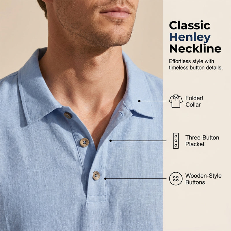 Herren Leinengemisch Hemd und Hose Set Locker Geschnitten Strandmode