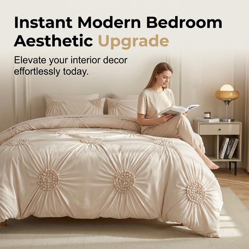 🛏️ 50 % RABATT! ☁️ Elegantes Bettwäsche-Set mit Faltenwurf-Design