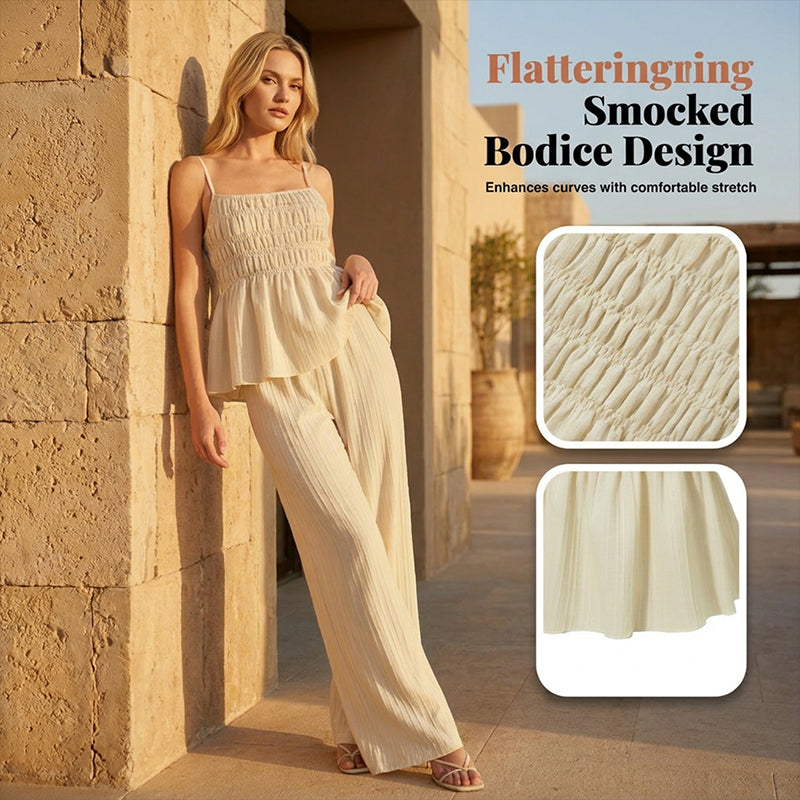 Women's Casual Cami Top & Wide-Leg Pants Set – lässiger Zweiteiler für warme Tage. 🔥🌸