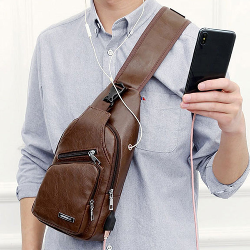 Exquisites Geschenk - Multifunktionale Brusttasche aus Leder von hoher Qualität