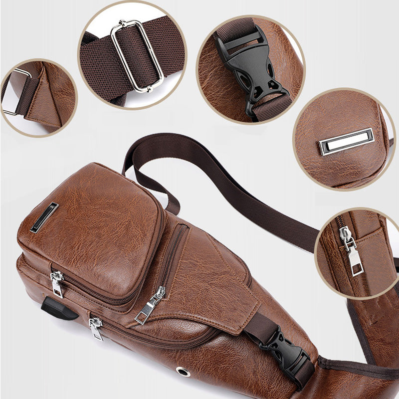 Exquisites Geschenk - Multifunktionale Brusttasche aus Leder von hoher Qualität