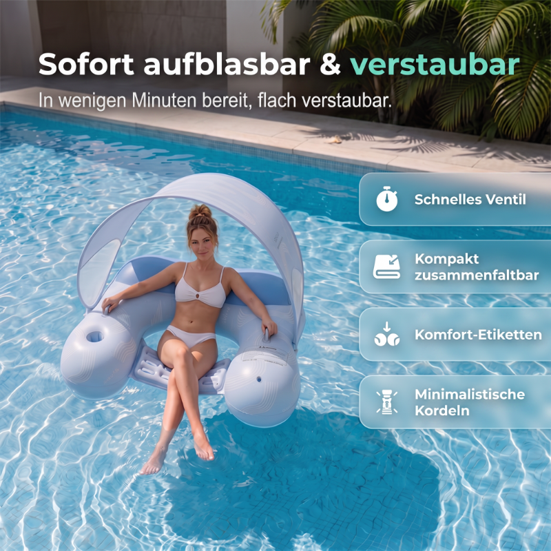 Aufblasbare Pool-Liege mit abnehmbarem Sonnendach