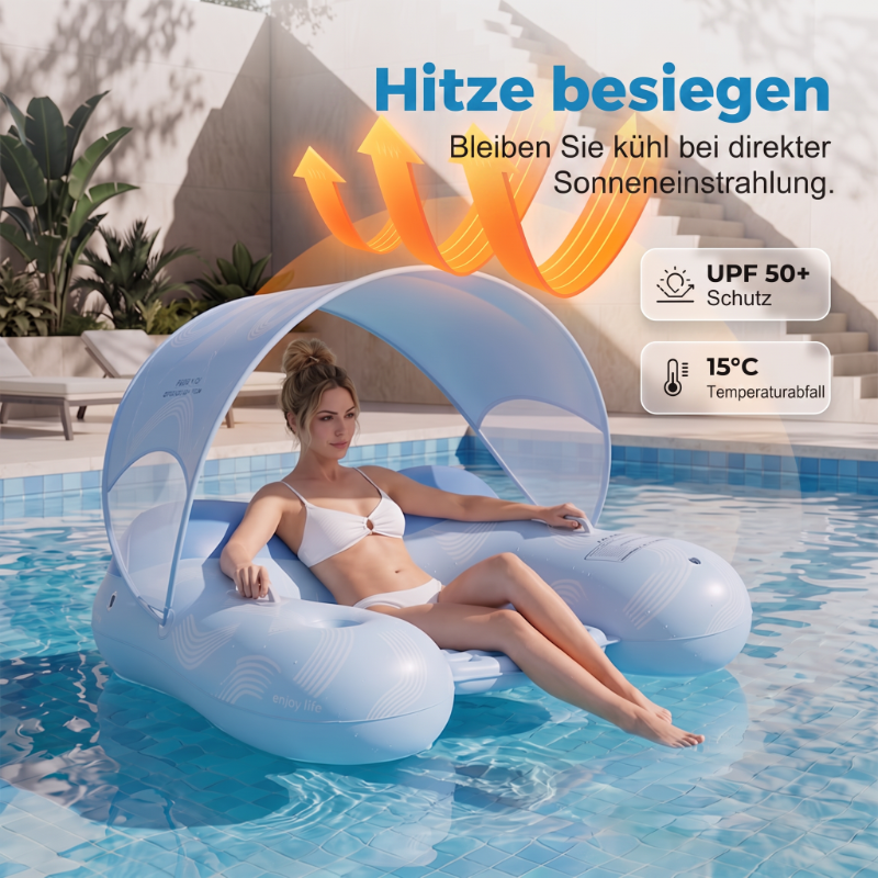 Aufblasbare Pool-Liege mit abnehmbarem Sonnendach