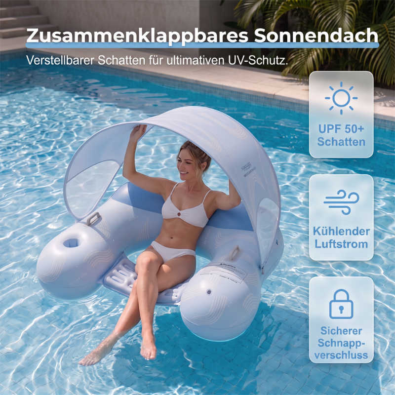 Aufblasbare Pool-Liege mit abnehmbarem Sonnendach
