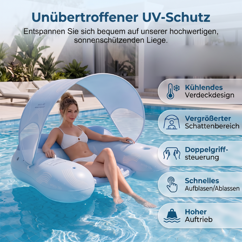 Aufblasbare Pool-Liege mit abnehmbarem Sonnendach