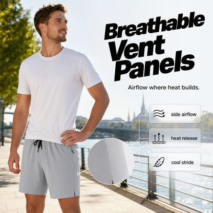 Men's Quick Dry Sports Shorts with Zipper Pockets