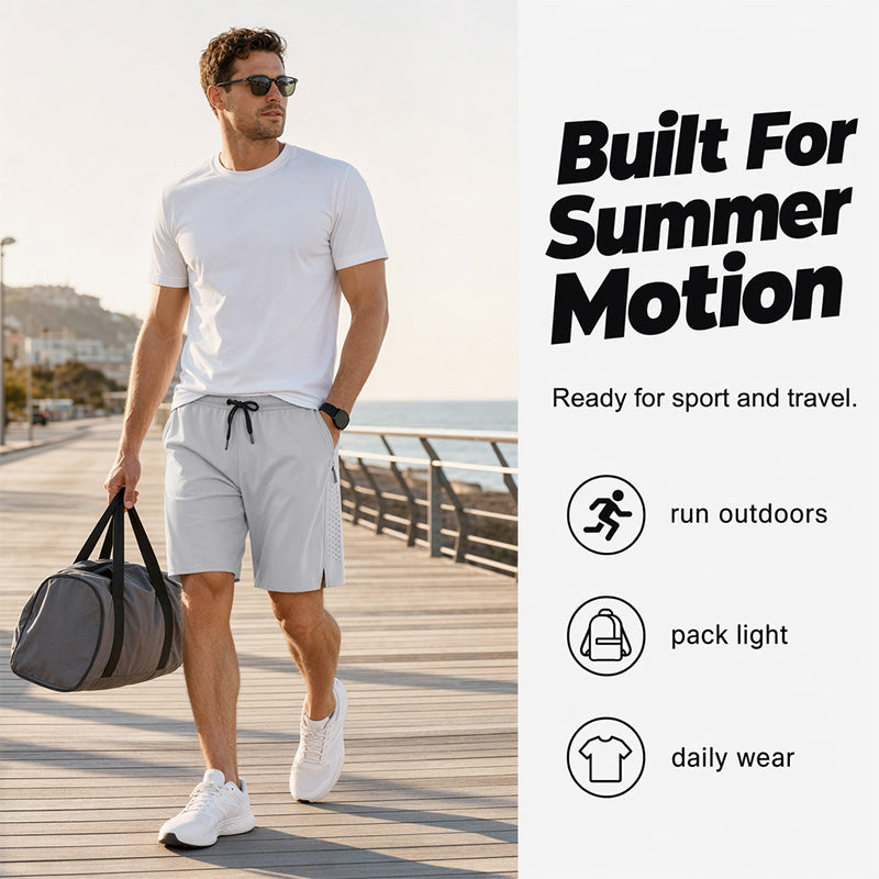 Men's Quick Dry Sports Shorts with Zipper Pockets