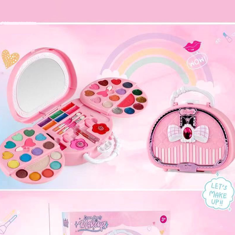 🏆ZEITLICH BEGRENZT 50% RABATT💄Kinder Abwaschbares Make-up Spielzeug-Set mit Tragbarer Rosa Handtasche