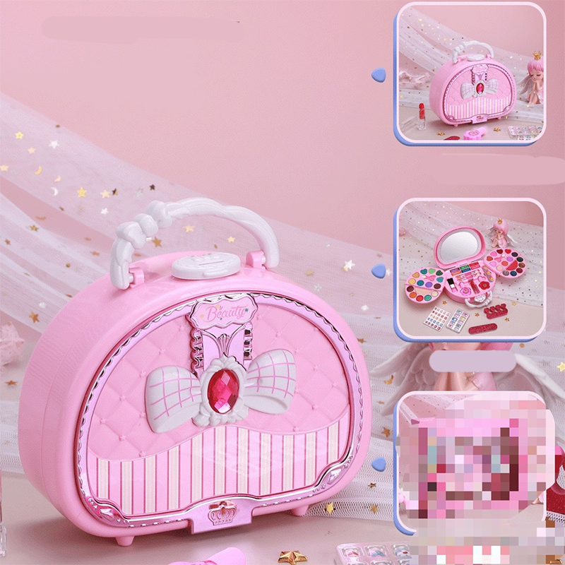 🏆ZEITLICH BEGRENZT 50% RABATT💄Kinder Abwaschbares Make-up Spielzeug-Set mit Tragbarer Rosa Handtasche