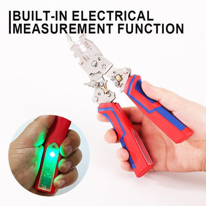 Klappbare Multifunktions-Abisolierzange für Elektriker mit integrierter Spannungsprüfungsfunktion