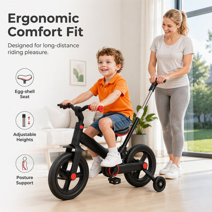 📢📢50% RABATT !!⏰4-in-1 Verwandelbares Kinder-Dreirad, Laufrad & Kinderwagen