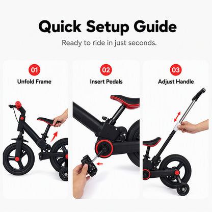 📢📢50% RABATT !!⏰4-in-1 Verwandelbares Kinder-Dreirad, Laufrad & Kinderwagen