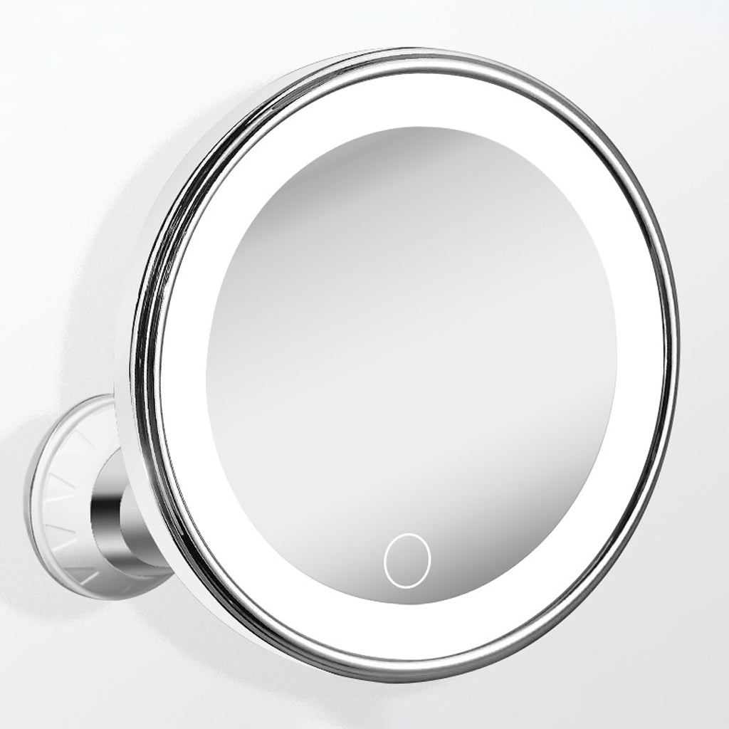 10-fach vergrößernder Schminkspiegel mit LED-Licht und Saugnapf